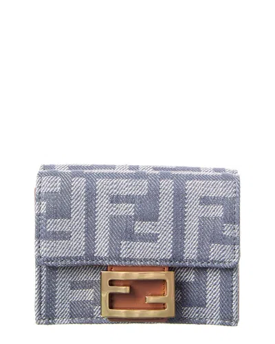 Fendi Ff-pattern Tri-fold Wallet In Blue