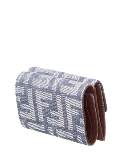 Fendi Ff-pattern Tri-fold Wallet In Blue