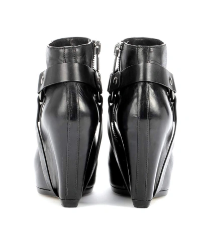 Shop Rick Owens Leather Wedge Ankle Boots In Llack