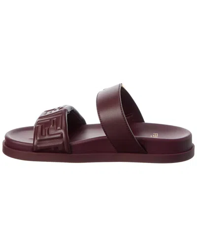 Fendi Double-band Slides With Decorative Buckle And Embossed Motif In Black