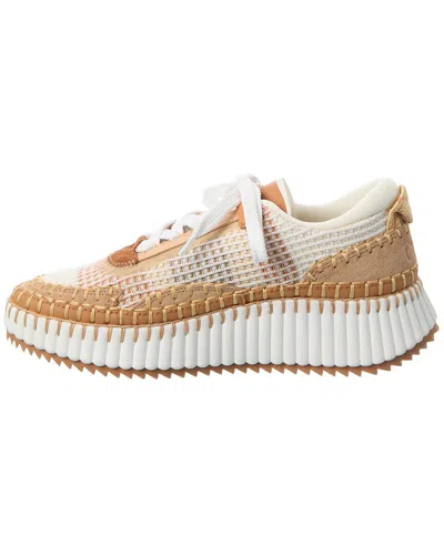 Chloé Nama Leather Sneaker In Gold