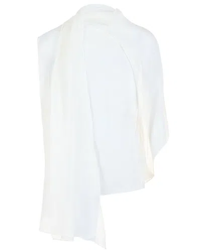 Ferragamo Asymmetrical Shawl Blouse In White