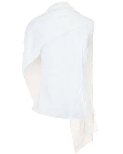 Ferragamo Asymmetrical Shawl Blouse In White