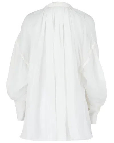 Ferragamo Silk-blend Tunic Top In White