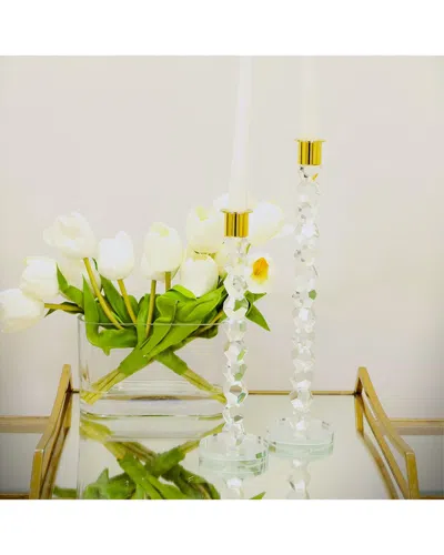 Vivience Crystal Dimensional Candlestick With Tip In Multi