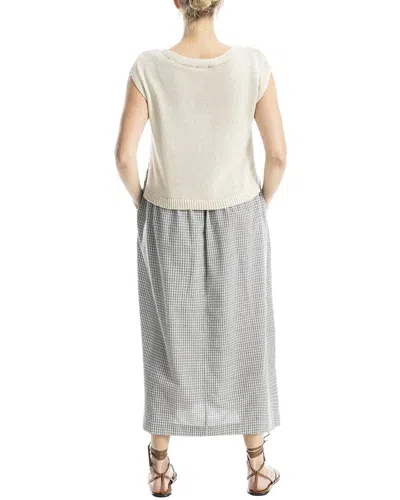 Max Studio Two-fer Linen-blend Maxi Dress In Gray