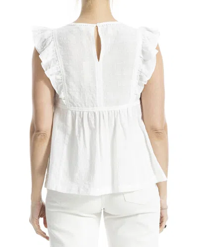 Max Studio Cap Sleeve Lace Insert Blouse In White