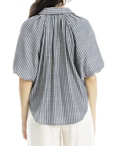 Max Studio Bubble Sleeve Button Front Shirt In Black