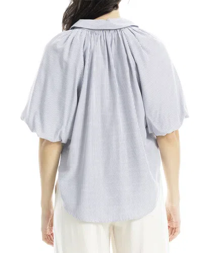 Max Studio Bubble Sleeve Button Front Shirt In Gray