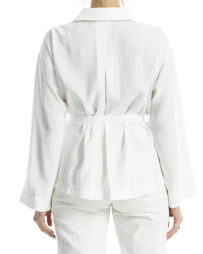 Max Studio Solid Belted Button-up Shirt In White