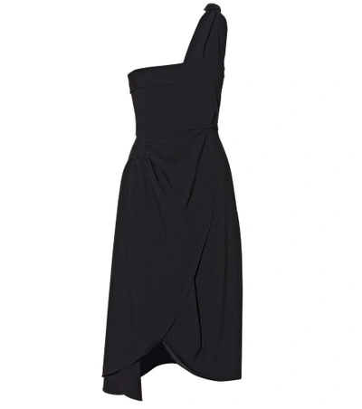 Jw Anderson Woman One-shoulder Draped Crepe Dress Black In Llack
