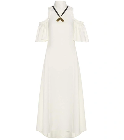 Ellery Deity Ruched Cold Shoulder Dress In White