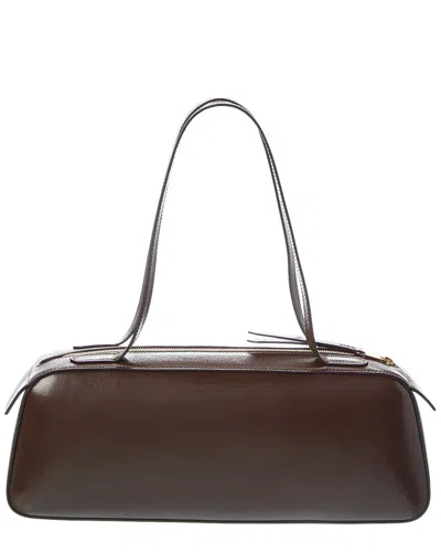 Khaite Simona Crackle Patent Elongated Tote Bag In Brown