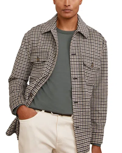 Reiss Grey Liam Houndstooth Wool-blend Houndstooth-check Overshirt In Brown