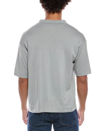 Frame Silk-blend Polo Sweater In Gray