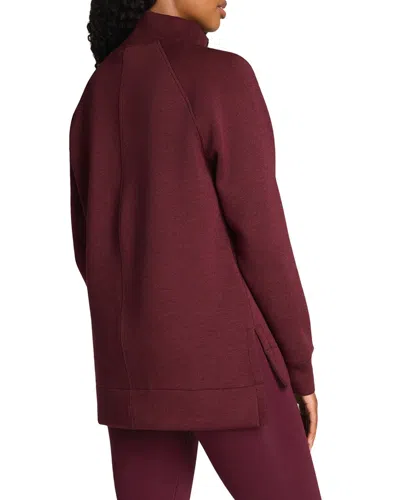 Spanx Brushed Half Zip Tunic In Burgundy