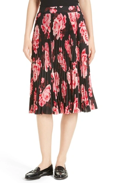 Kate Spade Rosa Floral Pleated Chiffon Skirt, Multicolor In Black