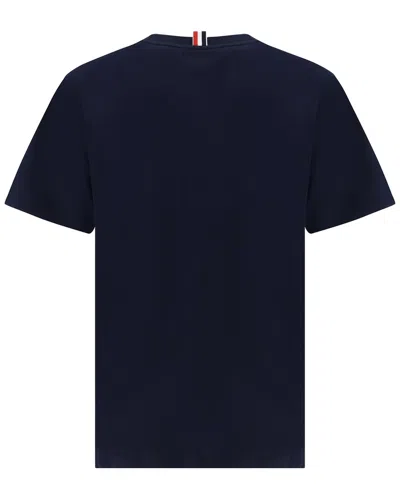 Thom Browne Navy Blue Logo Patch T-shirt In Blue