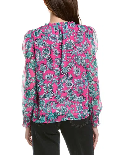 Cece Smocked Cuff Ruffle Blouse In Pink