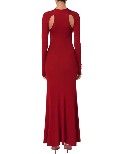 Reiss Womens Red Vivienne Cut-out Knitted Midi Dress