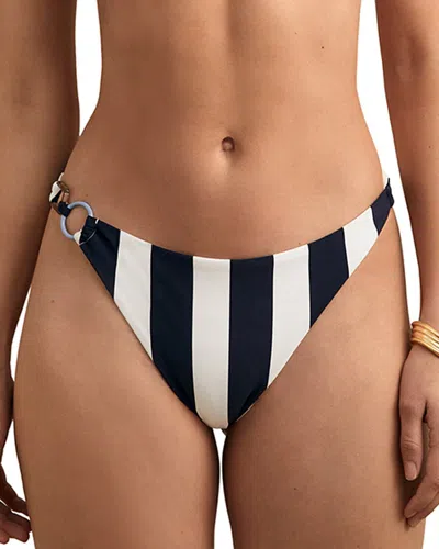 Reiss Womens Navy Brown Bridgette Striped Bikini Bottoms In Black