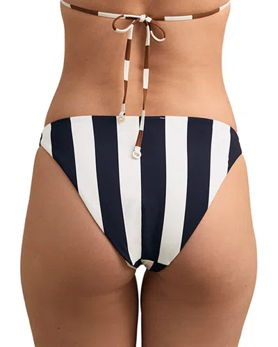 Reiss Womens Navy Brown Bridgette Striped Bikini Bottoms In Black