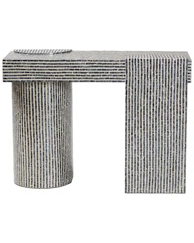 Baxton Studio Tawana Capiz Shell Console Table With Geometric Pattern In Black