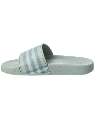 Burberry Check-pattern Slides In Blue