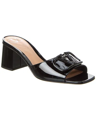Valentino Garavani Vlogo Cut-out Slide Sandal In Calfskin 60mm Woman Black/antique Brass 42