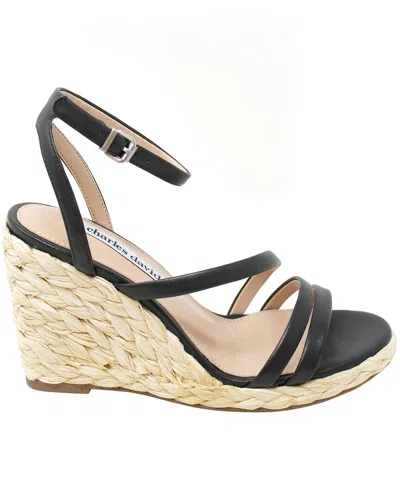 Charles David Rylee Leather Wedge Sandal In Black