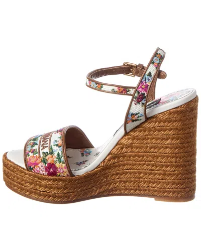 Dolce & Gabbana Wedge Sandals With Logo Embroidery In White