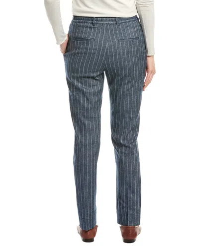 Eleventy Drawstring Linen-blend Pant In Blue