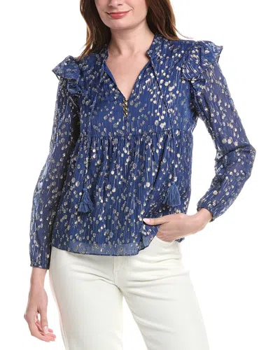 Sail To Sable Ruffle Front Top In Blue