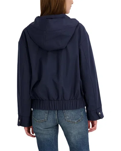 Tahari Leone Softshell Bomber Jacket In Blue
