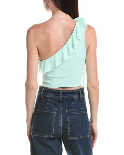 Afrm Kellon One Shoulder Crop Top In Blue