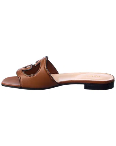 Gucci Interlocking G Cutout Leather Sandal In Multi