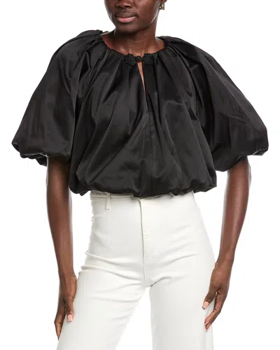 Rebecca Taylor Techy Sateen Bubble Top In Black