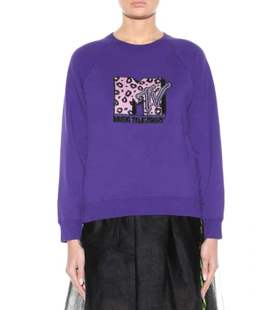Shop Marc Jacobs Sequinned Cotton Sweatshirt In Purple