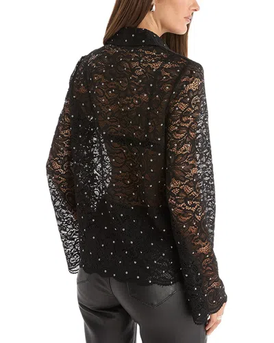 The Noli Shop Jena Lace Button Up Shirt In Black