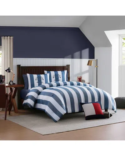Tommy Hilfiger Berkeley Stripe Washed Microfiber Comforter Sets In Blue