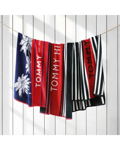 Tommy Hilfiger Boulevard Cotton Velour Beach Towel In Blue