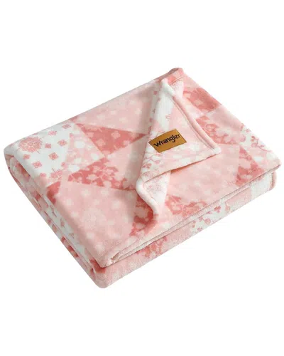 Wrangler Rodeo Patchwork Plush Throw In Pink
