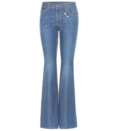 Gucci Embroidered Flared Jeans In Llue