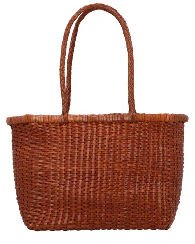 Dragon Diffusion Dark Orange Leather Grace Small Tote In Brown