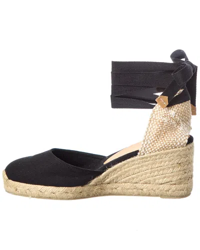 Castañer Carina Beige And Black Espadrille Wedge In Cotton And Rafia Woman In Brown