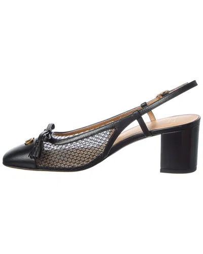 Valentino Garavani Valet Du Roi Slingback Pump In Mesh And Kidskin 60mm Woman Black 41.5 In Multi