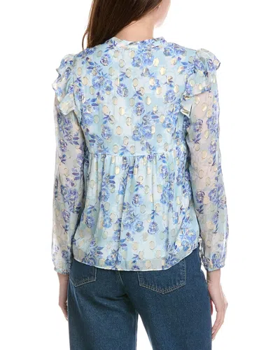 Sail To Sable Ruffle Front Blouse In Blue