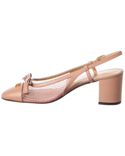 Valentino Garavani Valet Du Roi Slingback Pump In Mesh And Kidskin 60mm Woman Pink 42 In Multi