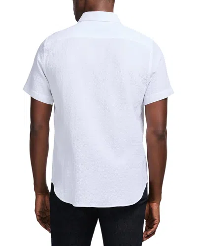 Robert Graham Reid Geo Textured Short Sleeve Cotton Button-up Shirt In White