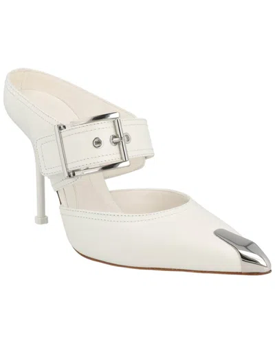 Alexander Mcqueen Punk Sandal With Buckle And 6.5 Cm Stiletto Heel In White